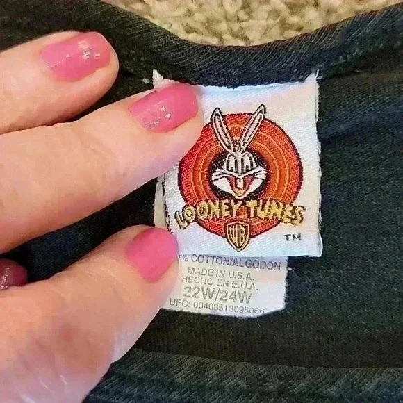 Vintage Looney Tunes Taz Women Rule Wrestling Tshirt Size 22/24W - Picture 3 of 5